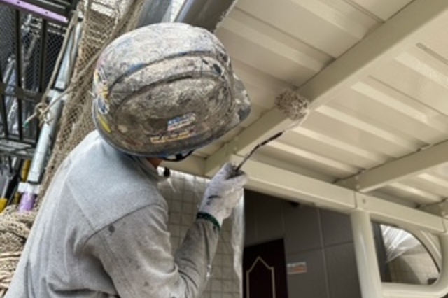 岡山県岡山市北区Ｋ様アパート　屋根塗装・外壁塗装・付帯部塗装・コーキング工事・駐輪場塗装・屋上防水工事の画像3